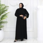 Siyah Robalı Medine İpeği Büyük Beden Ferace - Nur Ferace
