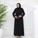 Siyah Çiçek Taş İşlemeli Fermuarlı - Leyla Ferace